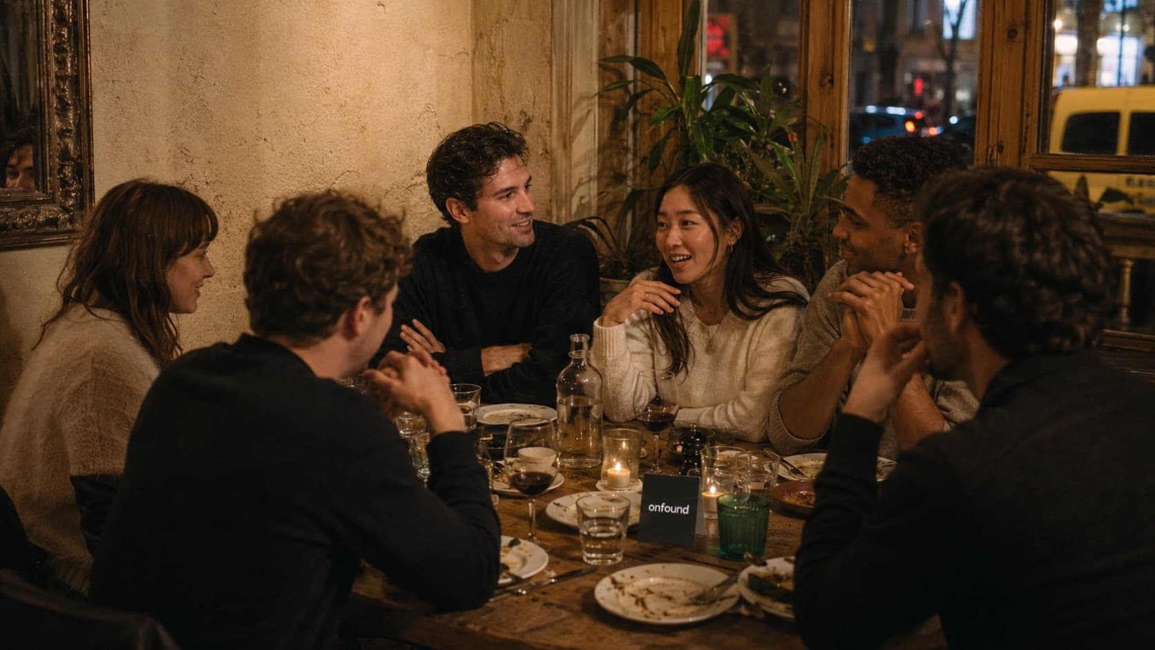 Founders around a dinner table at an Onfound meetup
